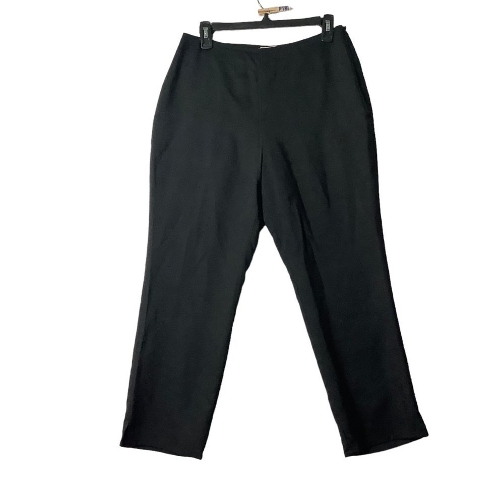 Pineapples 100% Silk Pants Women Size 10 Black Beach‎ Comfort Side Zip
